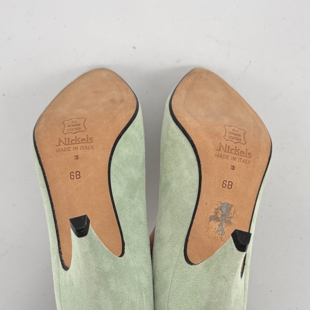 👻 vintage Nickels suede Mint Green pointed toe pumps Heels made in Italy - Picture 7 of 7